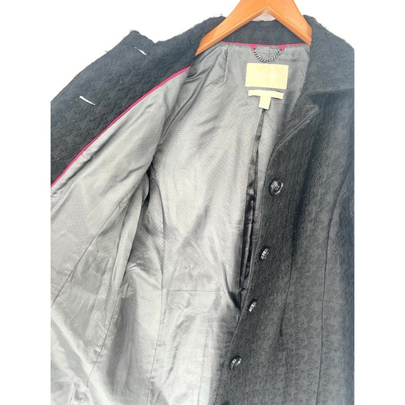 Women's Banana Republic Black Medium Wool Blend Houndstooth Italian Winter Coat - Picture 9 of 9